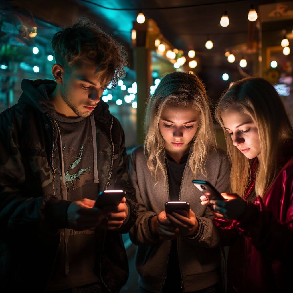 gen-z looking at their phones